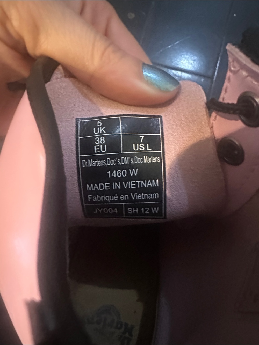 Dr. Martens Pink Patent Leather Lace-Up Combat Boots - Picture 6 of 6